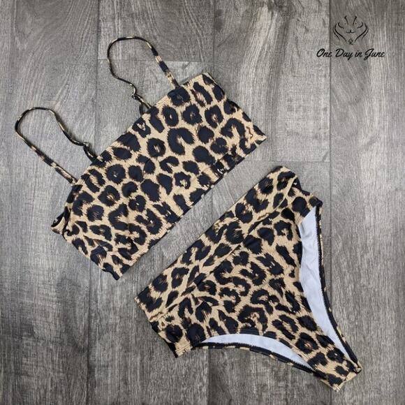 Pink Queen Removable Strap High Waist Bikini Swimsuit Size L - Picture 2 of 3